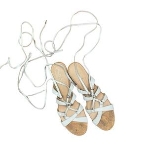 Aldo Women's White Strappy Cork heeled Sandals